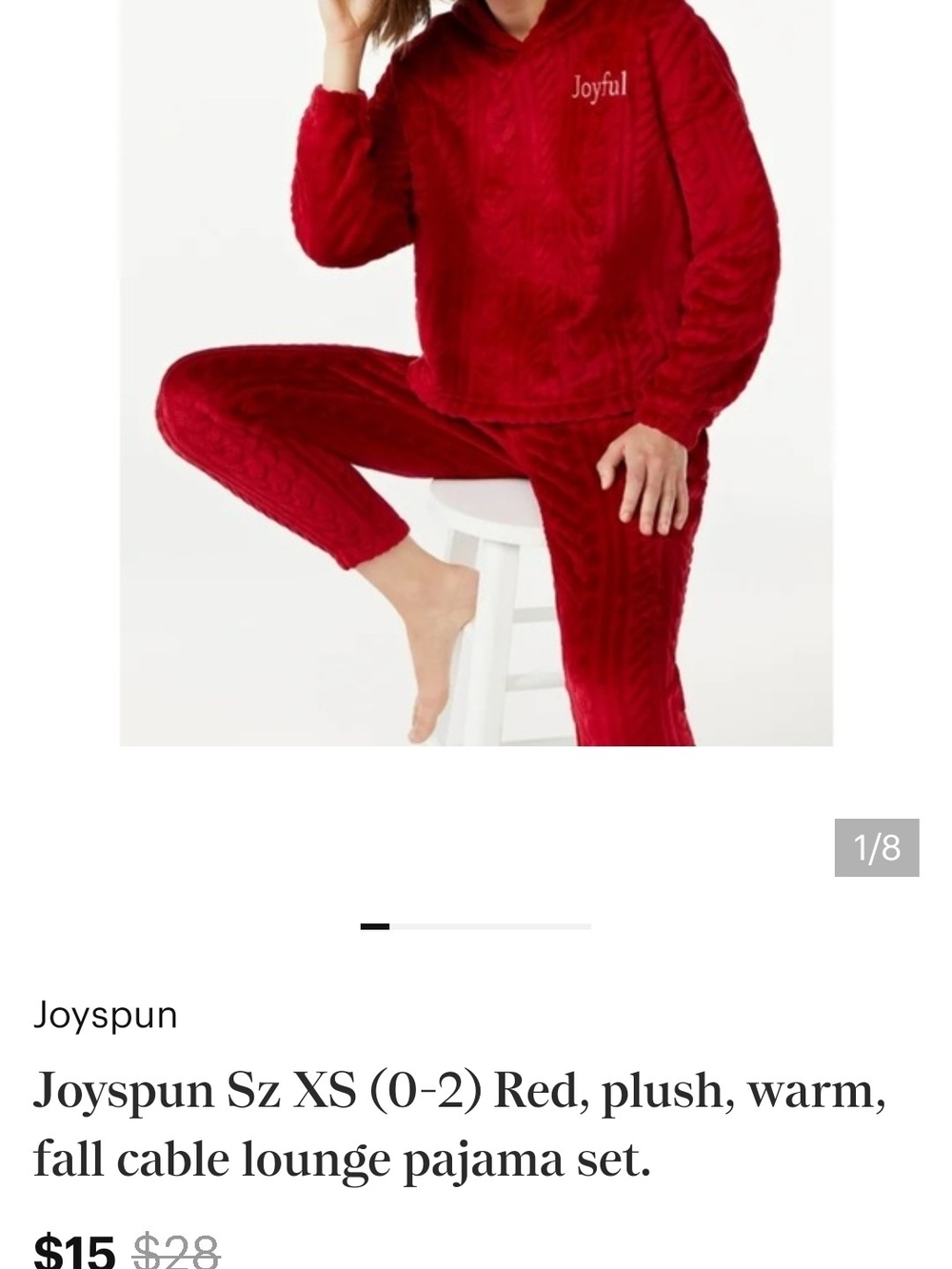 Joyspun Medium Red Plush Cable-Knit Lounge Pajama Set